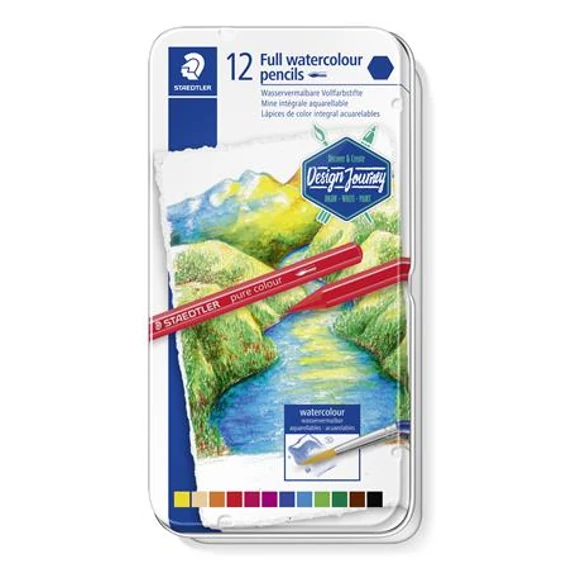 Akvarell ceruza készlet, fém doboz, hatszögletű, STAEDTLER 