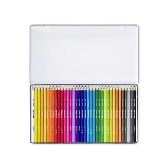 Színes ceruza készlet, háromszögletű, fémdobozos, STAEDTLER 