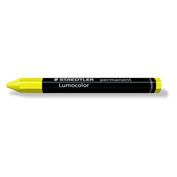 Jelölőkréta, mindenre író, vízálló (omnigraph), STAEDTLER "Lumocolor 236", sárga, 12db/doboz