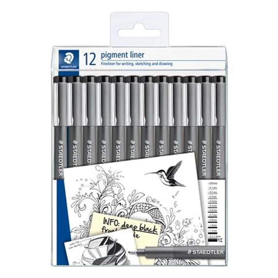 Tusfilc készlet, 12 különböző vonalvastagság, STAEDTLER 