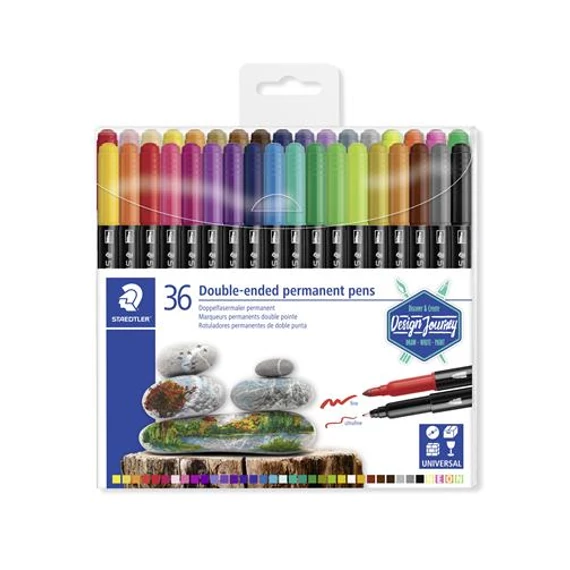 Alkoholos marker készlet, kétvégű, 0,5/3,0 mm, STAEDTLER 