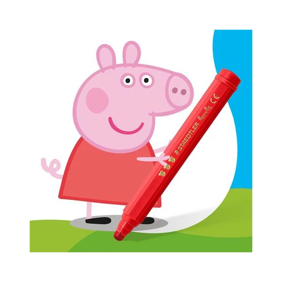 Filctoll készlet, 2,5 mm, kimosható, jumbo, STAEDTLER „Noris® junior 329”, Peppa malac, 12 szín