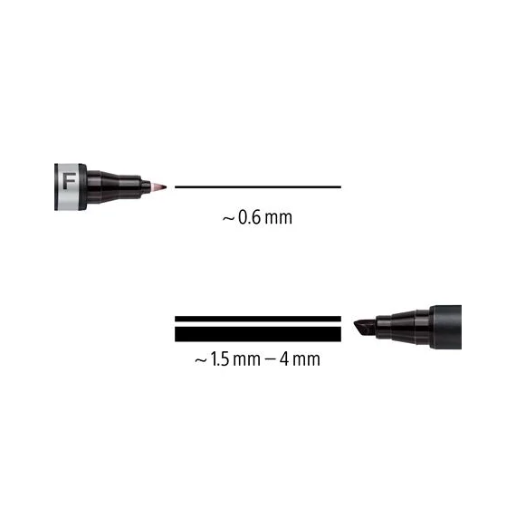 Alkoholos marker, F/M, 0,6/1,5 mm, kúpos, kétvégű, STAEDTLER 