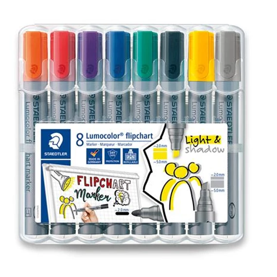 Flipchart marker készlet, 2-5 mm, vágott, STAEDTLER 