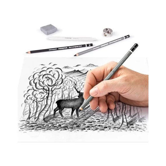 Grafitceruza készlet, hegyezővel, gyurmaradírral, STAEDTLER 