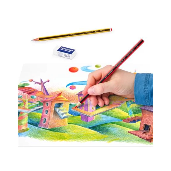 Színes ceruza készlet, hatszögletű, ajándék grafitceruzával és radírral, STAEDTLER 