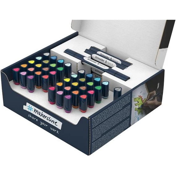 Kétvégű marker készlet, 52 darabos, SCHNEIDER „Paint-It 040 Twin marker Set 1”, 20 különböző szín