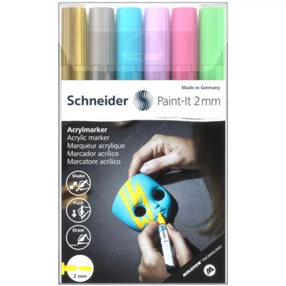 Akril marker készlet, 2 mm, SCHNEIDER 