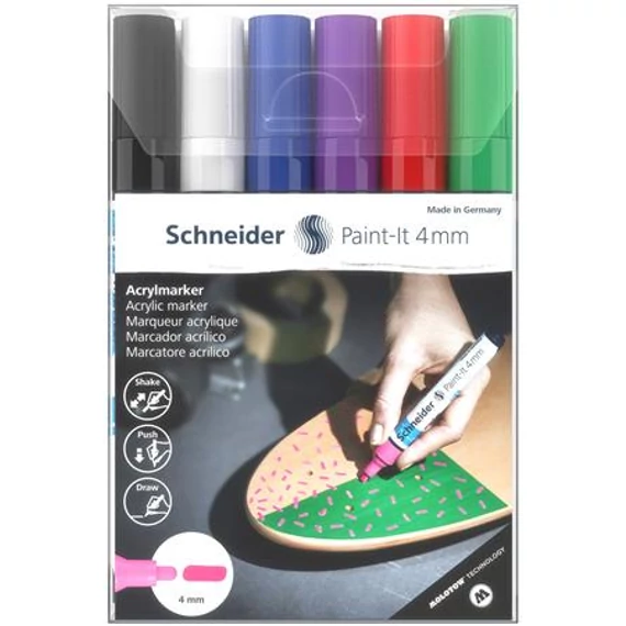 Akril marker készlet, 4 mm, SCHNEIDER 
