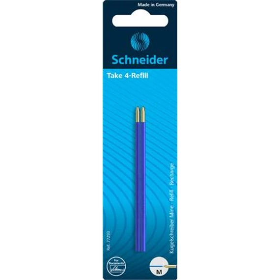 Golyóstollbetét, 0,5mm, SCHNEIDER "Take 4", kék, 2db/bliszt