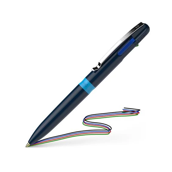 Golyóstoll, 0,5 mm, nyomógombos, négyszínű, SCHNEIDER 