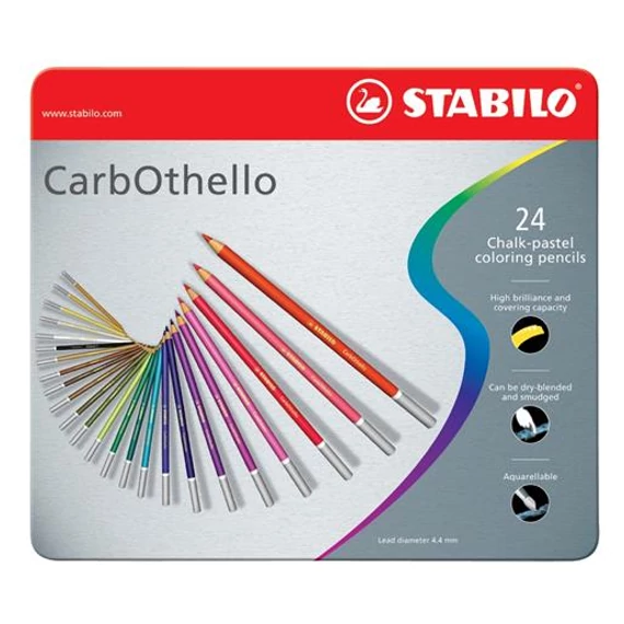 Pasztell ceruza készlet, kerek, fém doboz, STABILO 