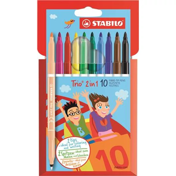 Filctoll készlet, 0,5-2 mm, kétvégű, STABILO 
