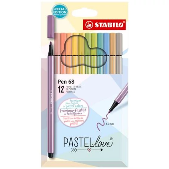 Filctoll STABILO Pen 68 Pastellove 1mm 12db-os készlet