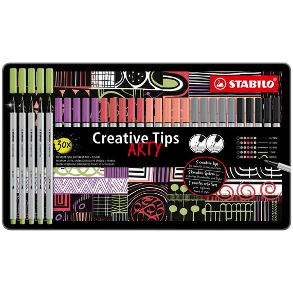 Flictoll STABILO Cretive Tips Arty Pasztell fémdobozos 30 darabos