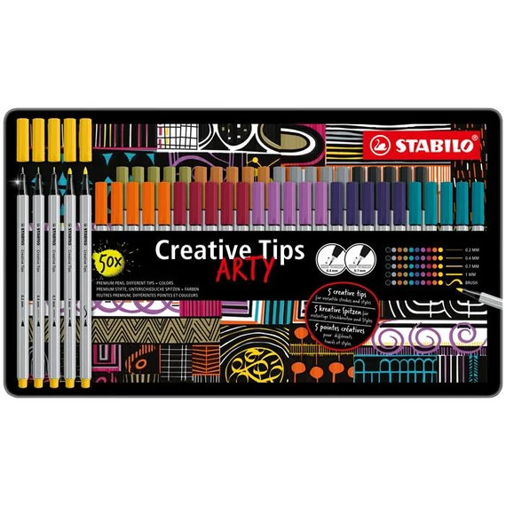 Flictoll STABILO Cretive Tips Arty Urban fémdobozos 50 darabos