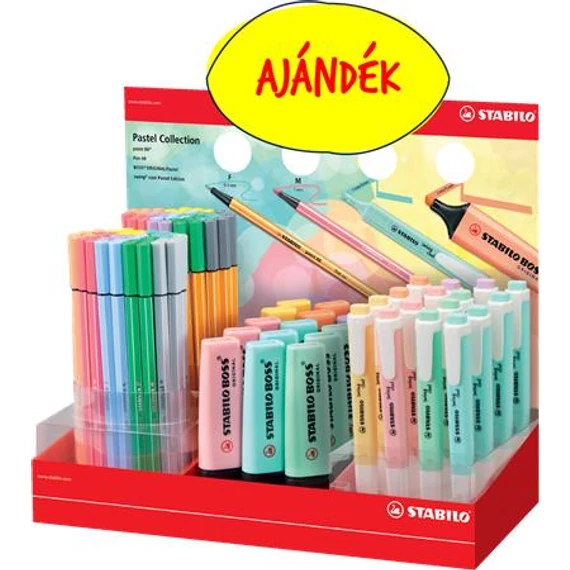 Tűfilc display csomag, 0,4 mm, STABILO 
