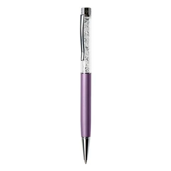 Golyóstoll ART CRYSTELLA orgona lila felül fehér SWAROVSKI® kristállyal töltve 0,7mm kék