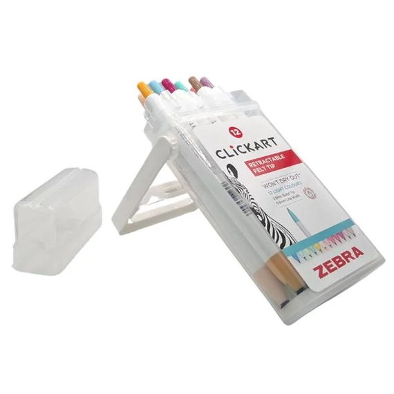 Filctoll  ZEBRA ClickArt nyomógombos vízbázisú 12 darabos