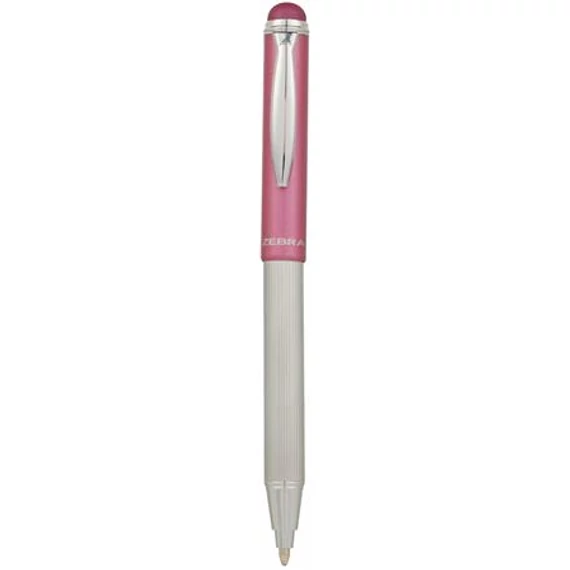 Golyóstoll, 0,24 mm, teleszkópos, rozsdamentes acél, pink tolltest, ZEBRA "Telescopic Metal Stylus", kék