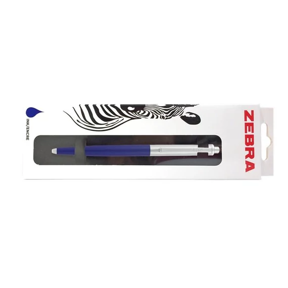 Golyóstoll, 0,24 mm, nyomógombos, ezüst színű klip, kék tolltest, ZEBRA 