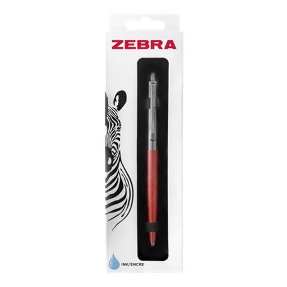 Golyóstoll, 0,24 mm, nyomógombos, ezüst színű klip, pink tolltest, ZEBRA 