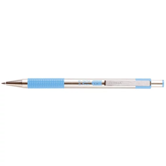 Golyóstoll 0,7mm, pasztell világoskék test, Zebra F-301, írásszín kék