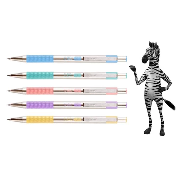 Golyóstoll 0,7mm, pasztell világoskék test, Zebra F-301, írásszín kék
