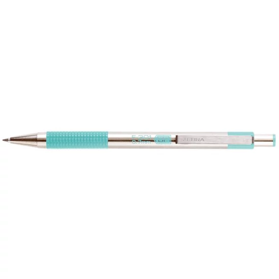 Golyóstoll 0,7mm, pasztell zöld test, Zebra F-301, írásszín kék