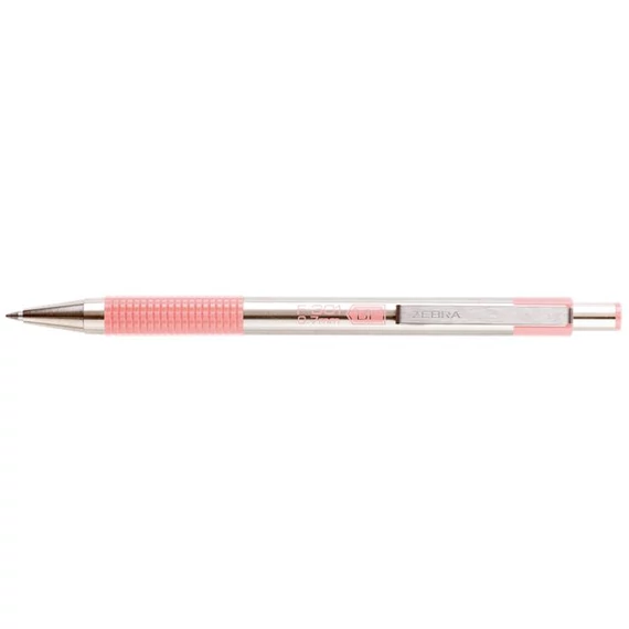 Golyóstoll 0,7mm, pasztell rózsaszín test, Zebra F-301, írásszín kék