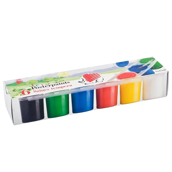 Tempera készlet, tégelyes, ICO "Süni", 6 különböző szín