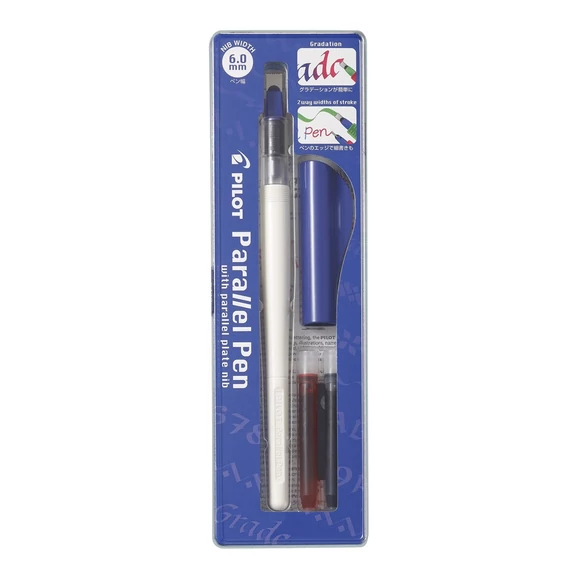 Töltőtoll, 0,5-6 mm, kék kupak, PILOT 