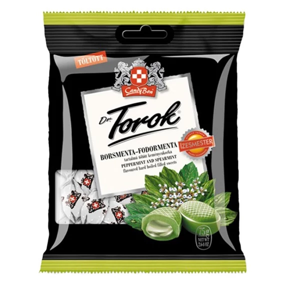 Töltött keménycukorka DR. TOROK borsmentával és fodormentával 75 g