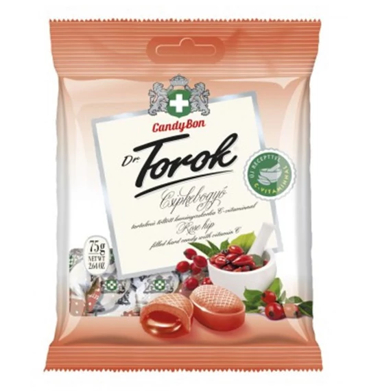 Töltött keménycukorka DR. TOROK csipkebogyóval és C-vitaminnal 75 g