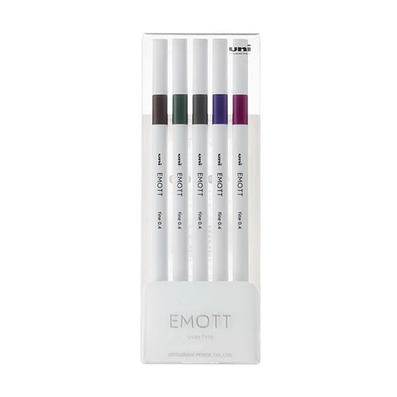 Tűfilc UNI EMOTT 5db-os készlet 0,4mm (sötétbarna, khaki, szürke, lila, ametiszt)