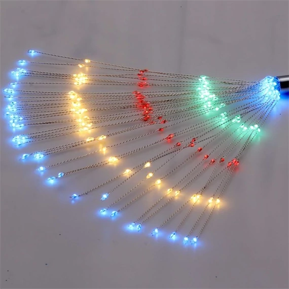 Tűzijáték stílusú fix fényű IPX3 szabványos/több színű/200db LED-es/napelemes fénydekoráció