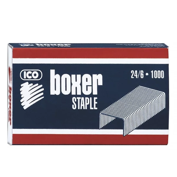 Tűzőkapocs, 24/6, horganyzott, BOXER, 1000db/doboz