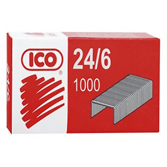 Tűzőkapocs, 24/6, ICO, 1000db/doboz