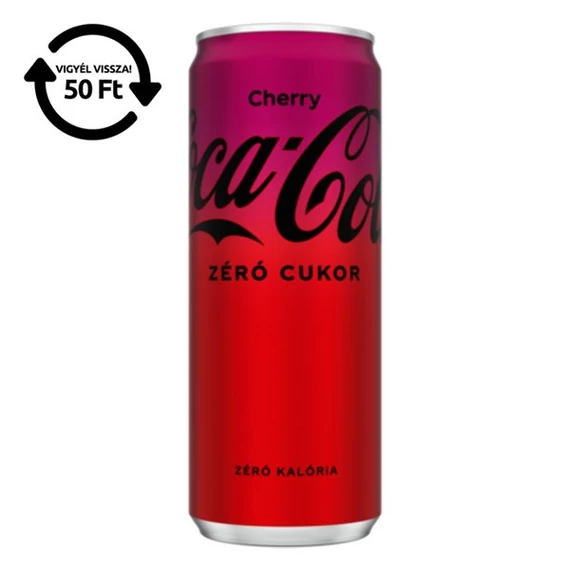 Üdítőital szénsavas COCA-COLA Cherry Zero dobozos 0,33L DRS