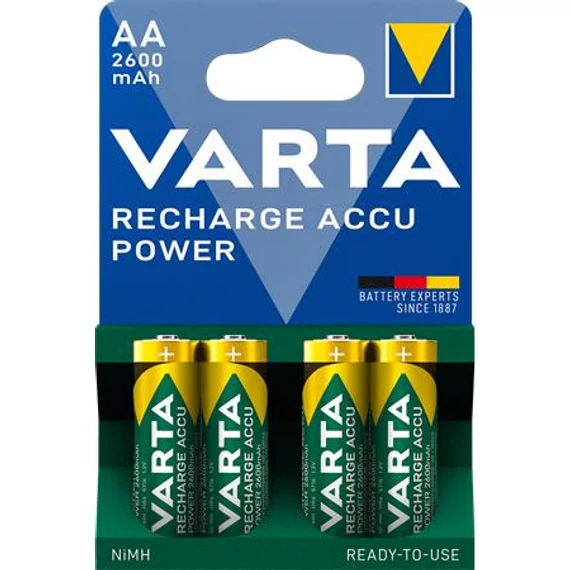 Tölthető elem, AA ceruza, 4x2600 mAh, előtöltött, VARTA 