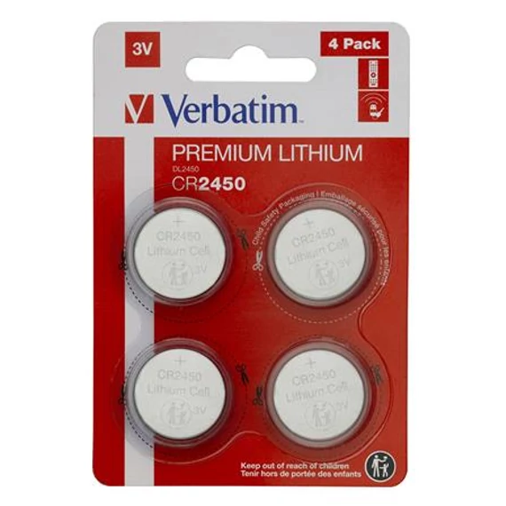 Gombelem, CR2450, 4 db, VERBATIM 