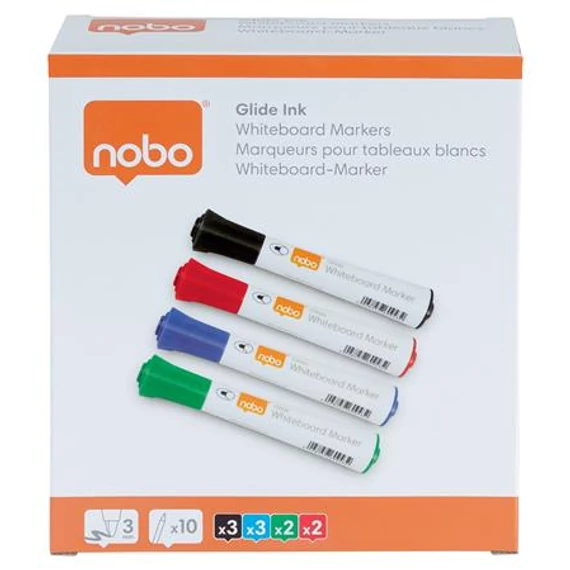 Táblamarker, kúpos hegyű, 2 mm, 10 db, NOBO 