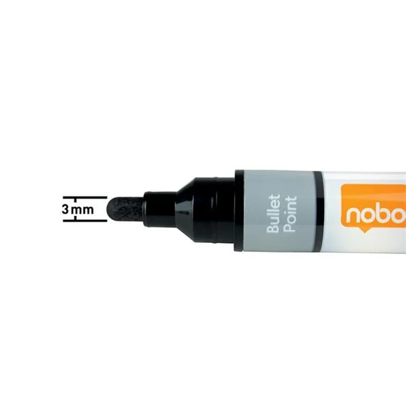 Táblamarker, folyékonytintás, kúpos, 1-3mm, NOBO, fekete, 10db/cs