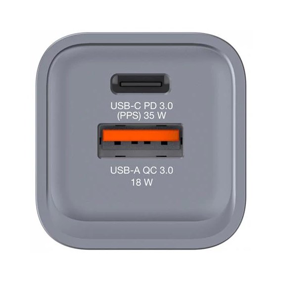 Hálózati töltő, 1xUSB-C PD (35W), USB-A QC 3.0, EU/UK/US, GaN, VERBATIM