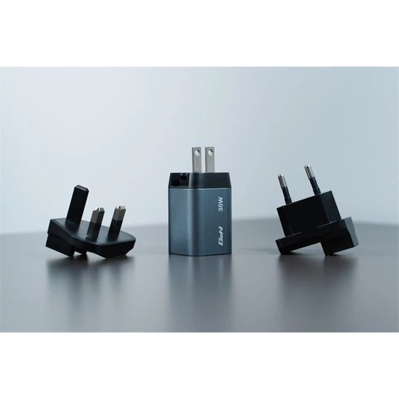 Hálózati töltő, 1xUSB-C PD (35W), USB-A QC 3.0, EU/UK/US, GaN, VERBATIM