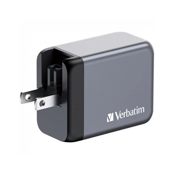Hálózati töltő, 2xUSB-C PD (65W), USB-A QC 3.0, EU/UK/US, GaN, VERBATIM