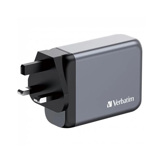 Hálózati töltő, 2xUSB-C PD (100W), USB-C PD (65W), USB-A QC 3.0, EU/UK/US, GaN, VERBATIM