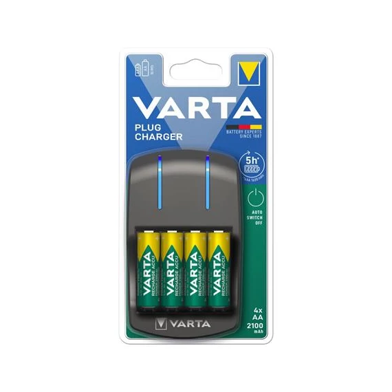 Varta 57657101451 Plug töltő + 4db AA 2100 mAh akkumulátor