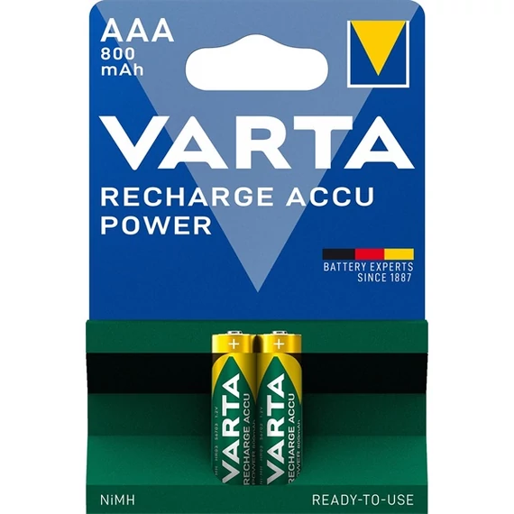 Tölthető elem, AAA mikro, 2x800 mAh, előtöltött, VARTA 