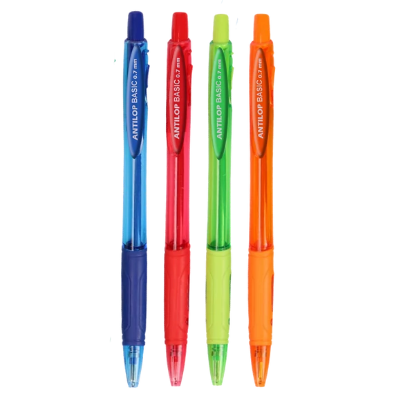 Zselés toll nyomógombos vegyes színek 0,7mm Antilop Basic írásszín kék